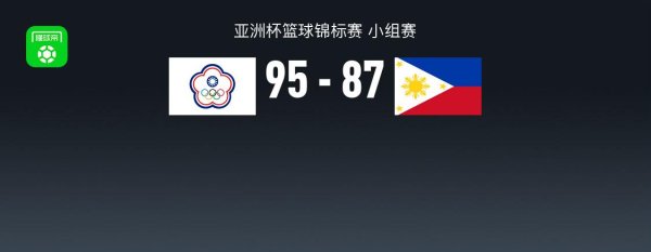 博盈证券 男篮亚洲杯战报：中国台北男篮95-87菲律宾男篮，陈盈骏31+2+2